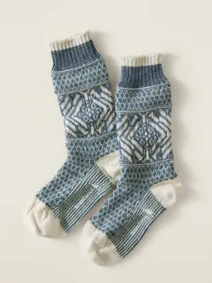 SMARTWOOL EVERYDAY POPCORN SNOWFLAKE PATTERN CREW SOCKS