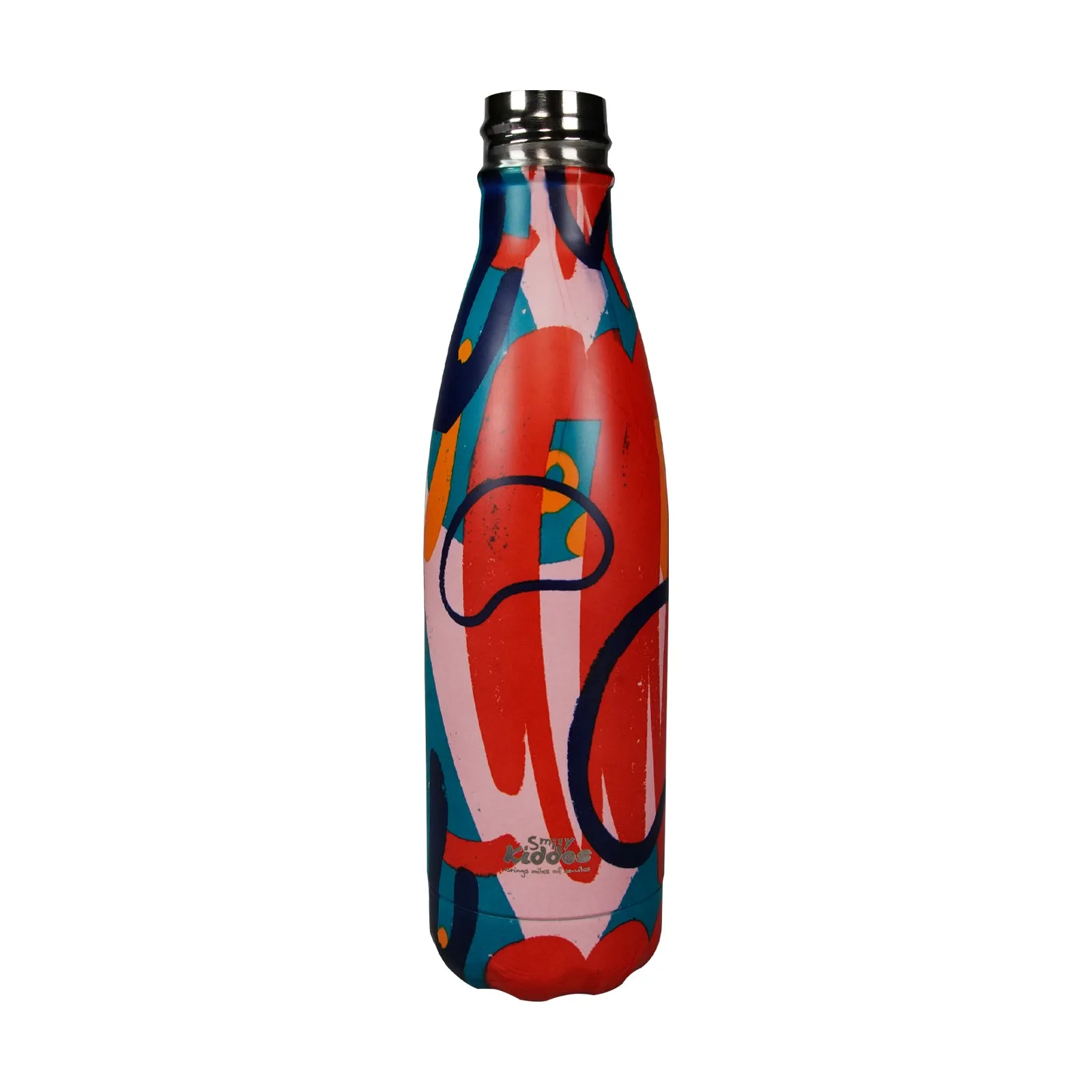 Smily Kiddos 500 ML Stainless Steel  Water Bottle Abstract Theme Red