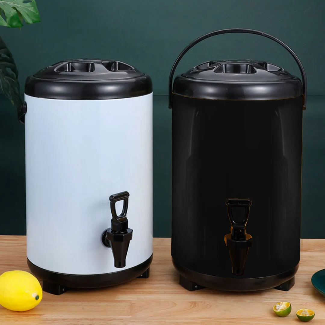 SOGA 8L Stainless Steel Insulated Milk Tea Barrel Hot and Cold Beverage Dispenser Container with Faucet Black