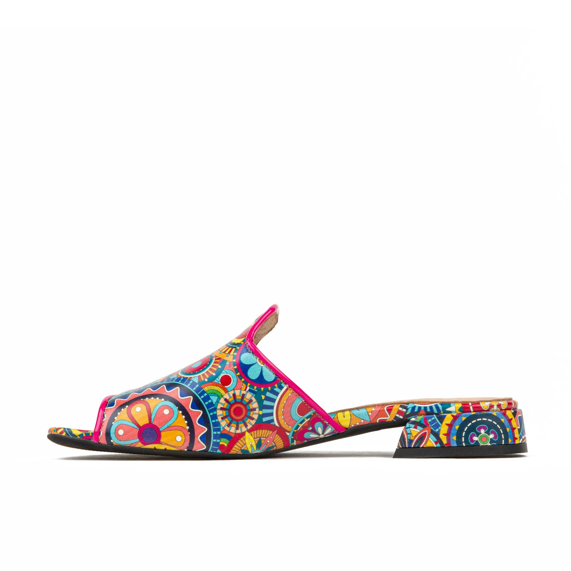 South Beach - Signature - Women's fully leather ligned flat sliders in multi colour