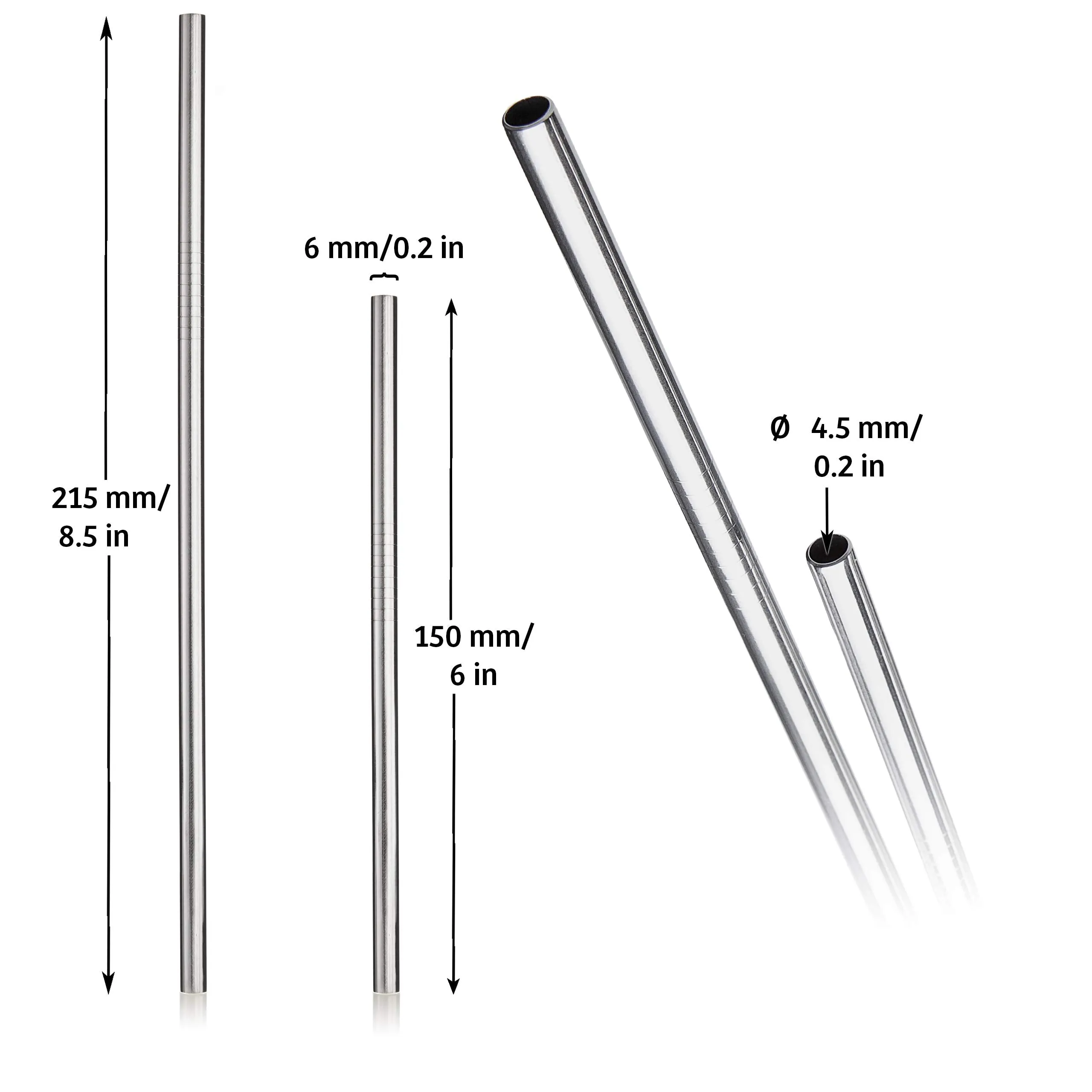 Stainless Steel Reusable Straws Drinking: Metal Straws Reusable 8 Set with Straw Cleaner