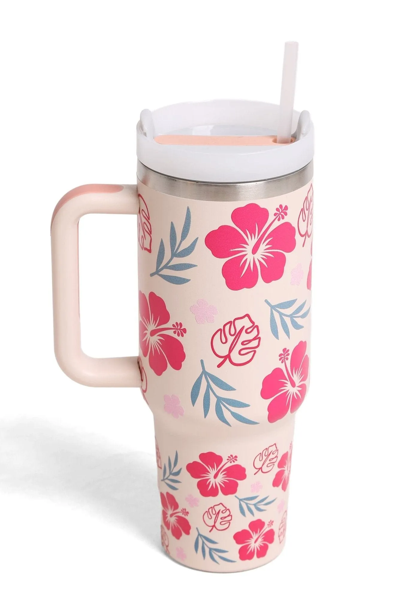 TUM833 Floral 40 Oz Tumbler With Handle