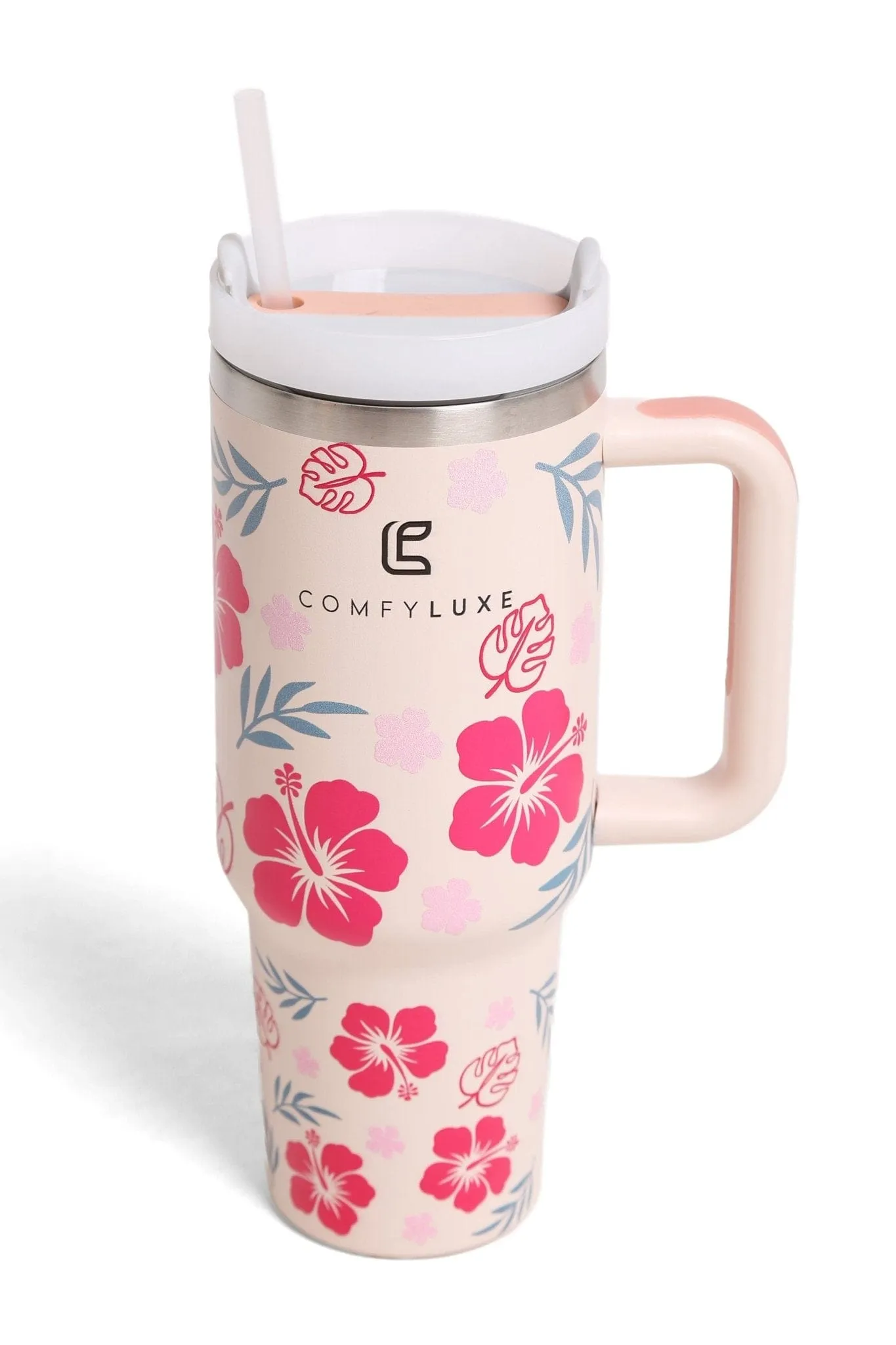 TUM833 Floral 40 Oz Tumbler With Handle