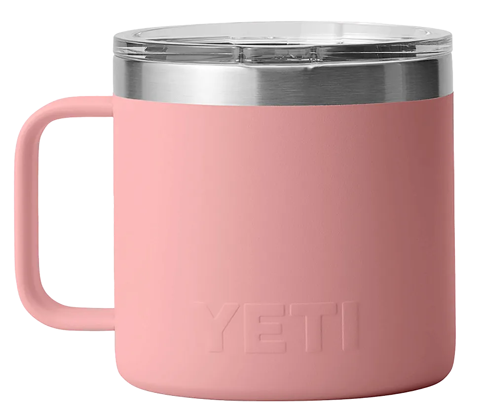 Yeti Rambler 14 oz Sandstone Pink Mug with Magslider Lid