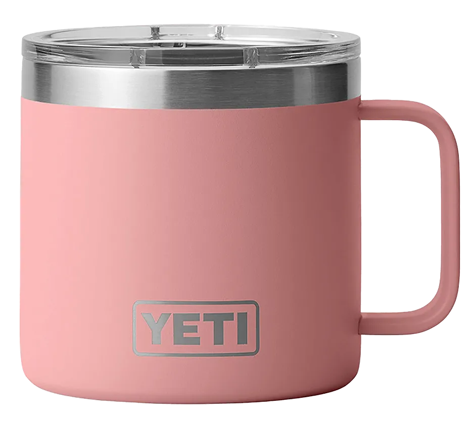 Yeti Rambler 14 oz Sandstone Pink Mug with Magslider Lid